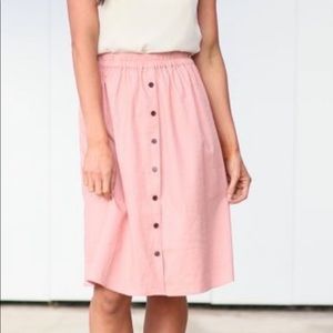 Mikarose elastic waist button up skirt size L